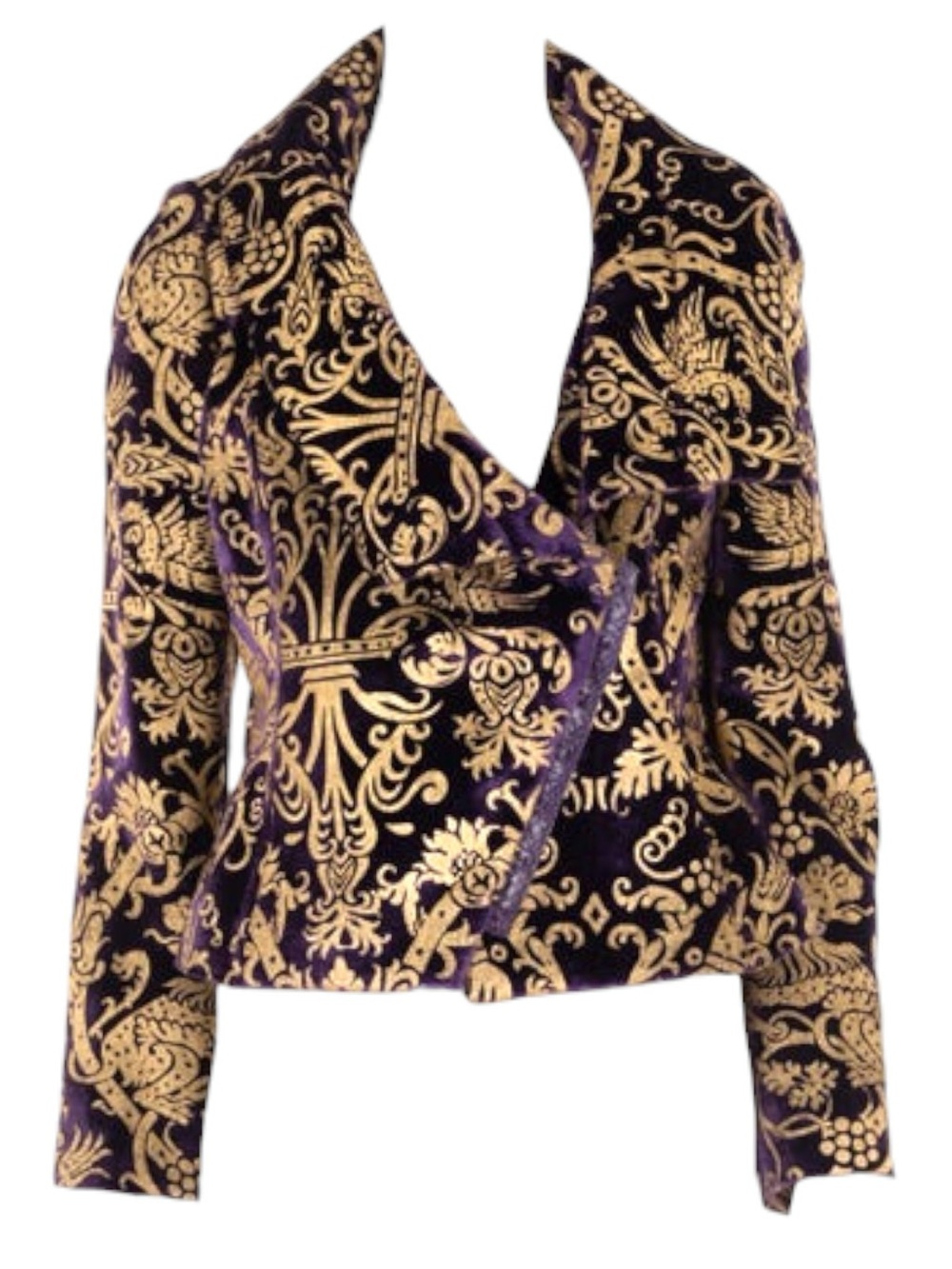 RARE Roberto Cavalli F/W 2006 Runway Purple Gold Velvet Baroque Jacket IT 38 NWT